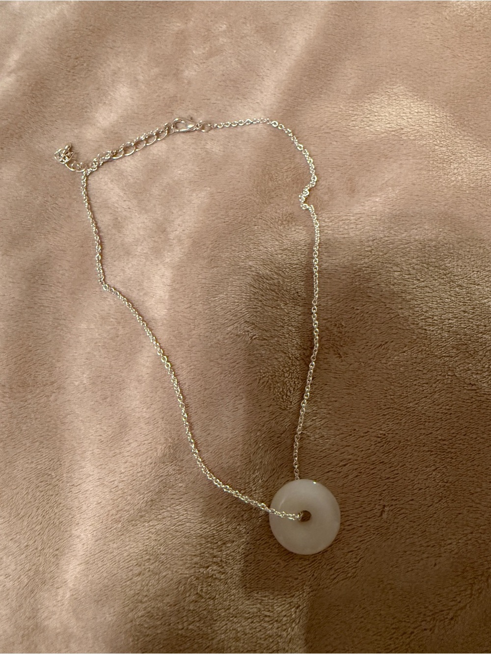 Silver Chain Necklace with Jade Pendant